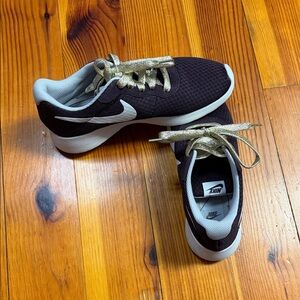 Nike Burgundy/Deep Purple Sneakers with Gold Laces